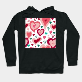 Red Pink Green Hearts with White Dots Hoodie